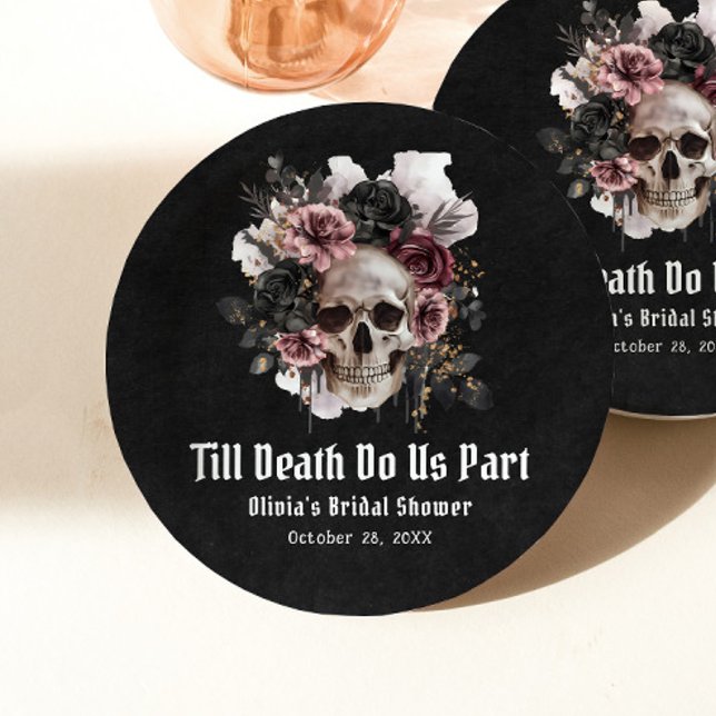 Assiettes En Carton Fête de fiançailles Fleurie Gothique Noire Skull p (Créateur téléchargé)