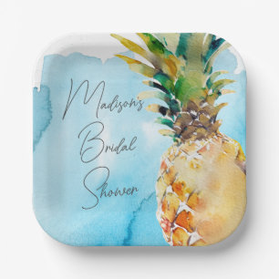 Assiettes En Carton Fête de Fiançailles Vibrante Tropicale Ananas
