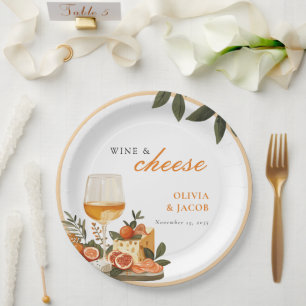 Assiettes En Carton Fête de fiançailles vin et fromage