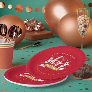 Assiettes En Carton Fête de fin d'études 2026 en rouge