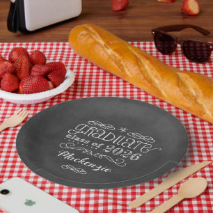 Assiettes En Carton Fête de fin d'études avec tableau noir