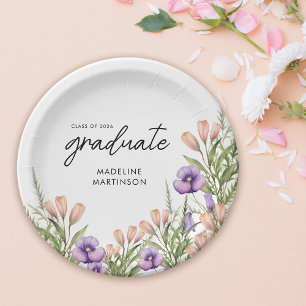 Assiettes En Carton Fête de fin d'études botanique de fleurs sauvages