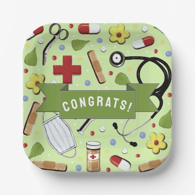 Assiettes En Carton Fête de fin d'études Médicales (Recto)