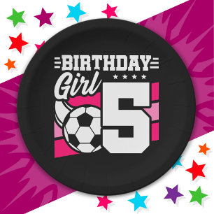 Assiettes En Carton Fête de football de 5 ans 5e anniversaire fille