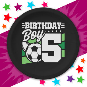 Assiettes En Carton Fête de football de 5 ans 5e anniversaire garçon