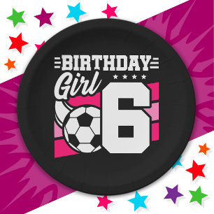 Assiettes En Carton Fête de football de 6 ans 6e anniversaire fille