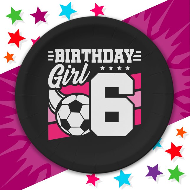 Assiettes En Carton Fête de football de 6 ans 6e anniversaire fille (Créateur téléchargé)