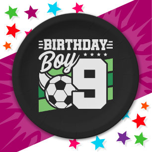 Assiettes En Carton Fête de football de 9 ans 9e anniversaire garçon