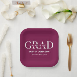 Assiettes En Carton Fête de graduation minimale