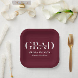 Assiettes En Carton Fête de graduation minimale