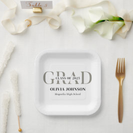 Assiettes En Carton Fête de graduation minimale