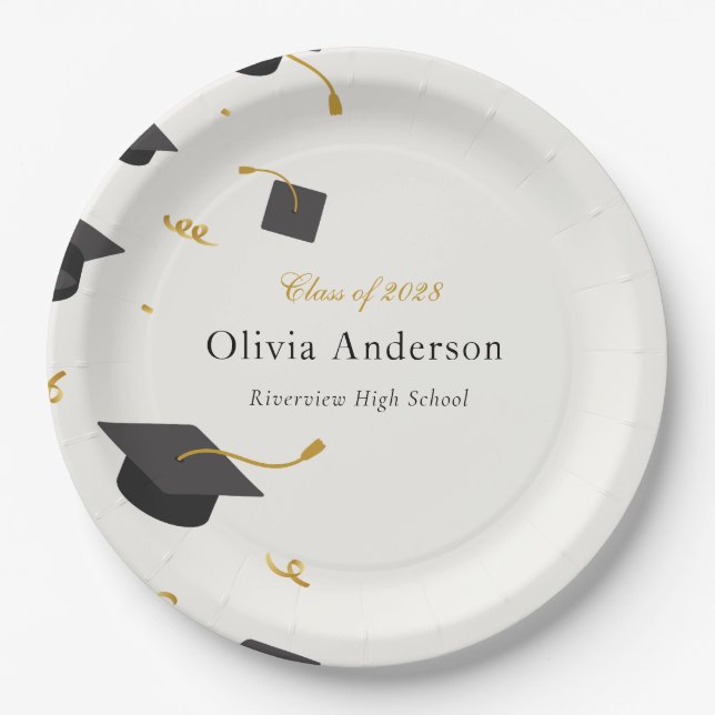 Assiettes En Carton Fête de graduation personnalisée (Devant)