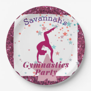 Assiettes En Carton Fête de Gymnastique Paillettes & Étoiles