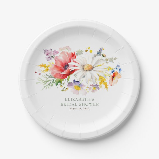 Assiettes En Carton Fête de jardin élégante et vibrante de fleurs sauv (Devant)