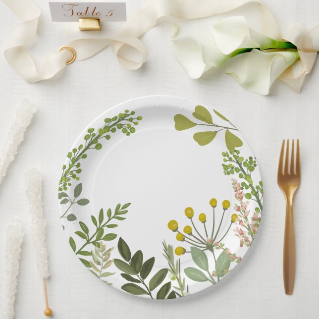 Assiettes En Carton Fête de jardin estivale Evergreen  (Mariage)