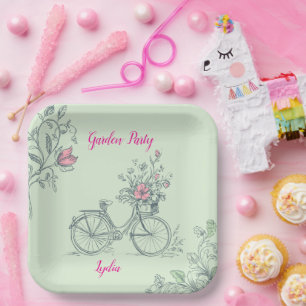 Assiettes En Carton Fête de jardin floral