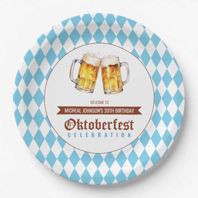Assiettes En Carton Fête de la bière Oktoberfest fête d'anniversaire (Devant)