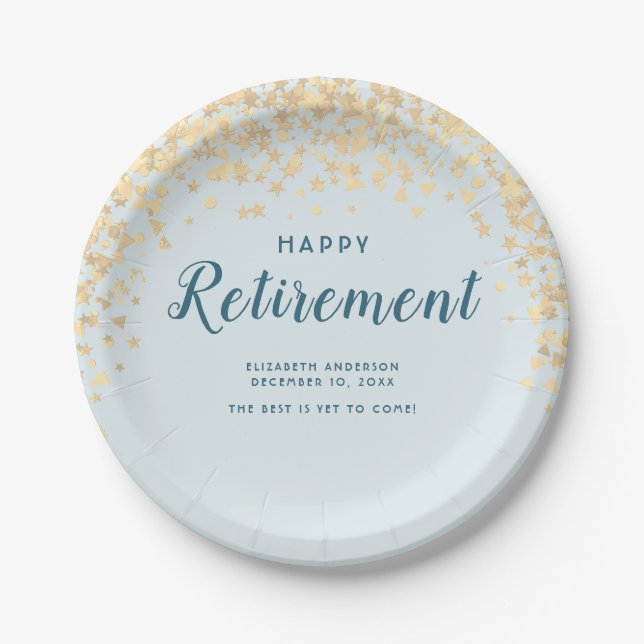 Assiettes En Carton Fête de la "joyeuse retraite" Personnalisée (Devant)