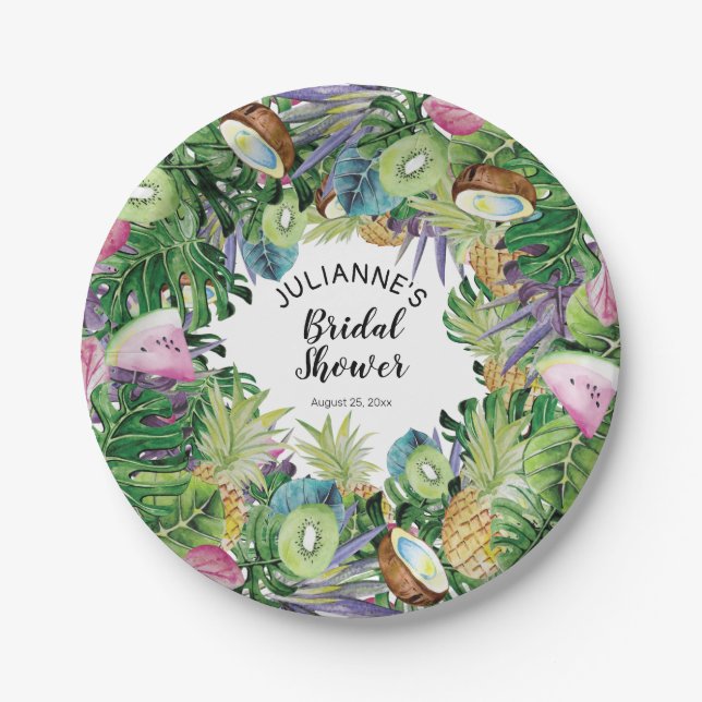 Assiettes En Carton Fête de la mariée d'été de verdure du fruit (Devant)