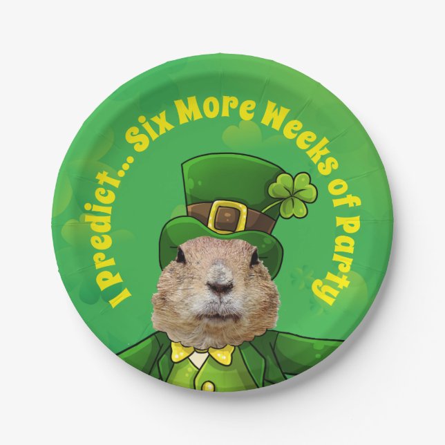 Assiettes En Carton Fête de la marmotte de St. Patrick (Devant)