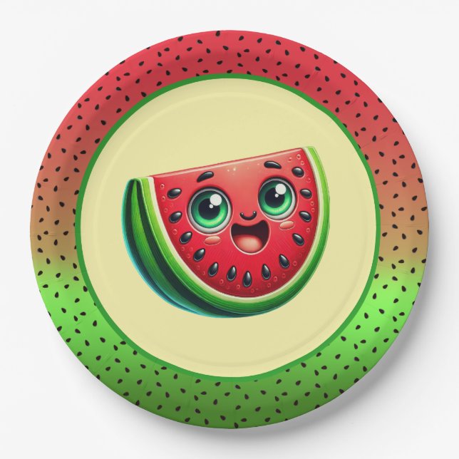 Assiettes En Carton Fête de la pastèque (Devant)