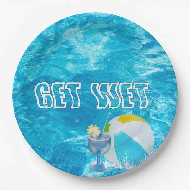 Assiettes En Carton Fête de la piscine d'été (Devant)