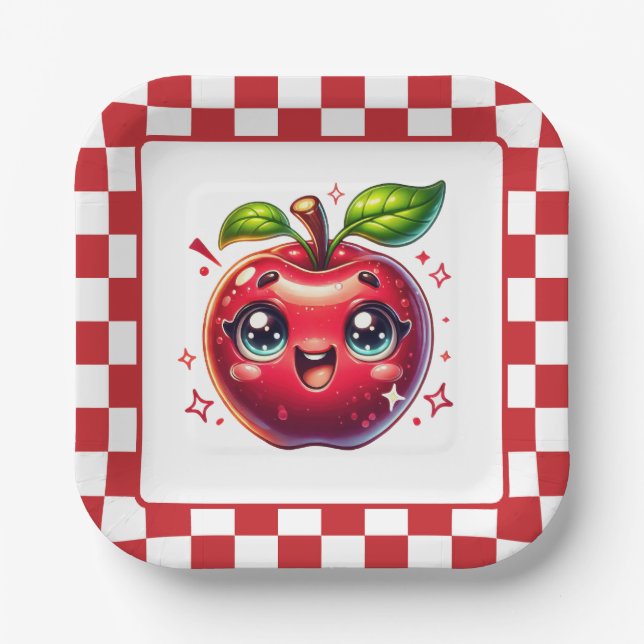 Assiettes En Carton Fête de la pomme mignonne (Recto)