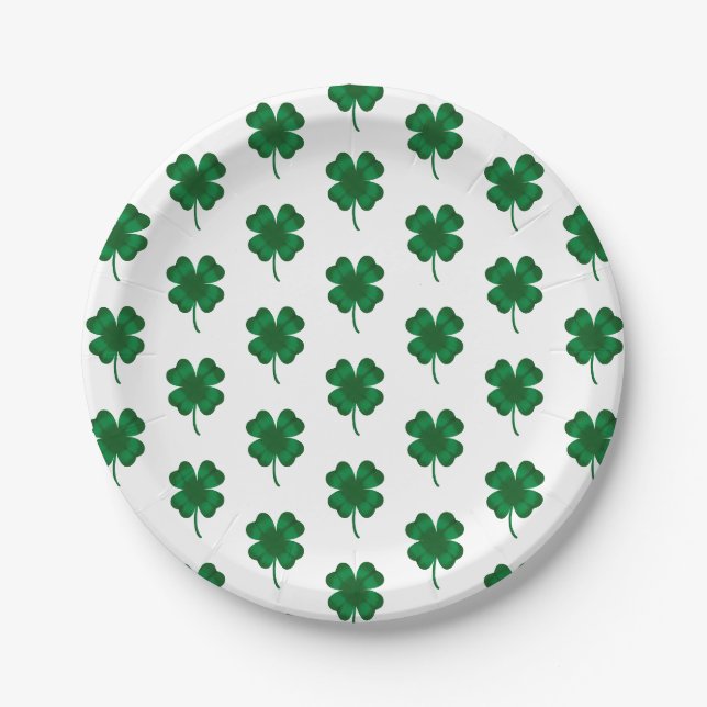 Assiettes En Carton Fête de la Saint Patrick shamrock  (Devant)