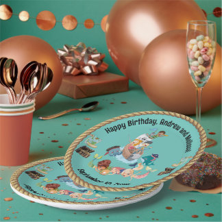 Assiettes En Carton Fête de la Sirène et du Pirate
