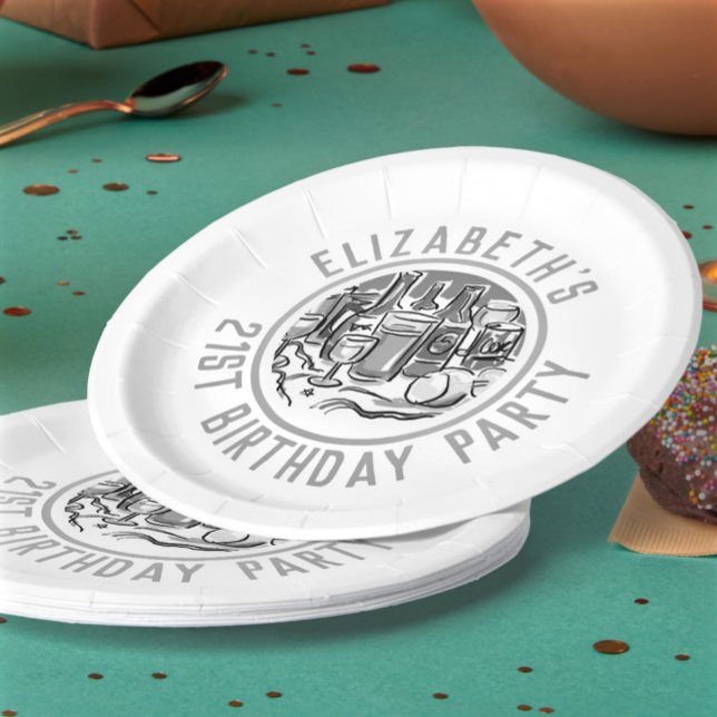 Assiettes En Carton Fête de l'âge de 21e anniversaire (Créateur téléchargé)