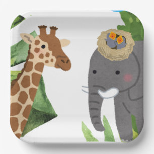 Assiettes En Carton Fête de l'Anniversaire des animaux sauvages