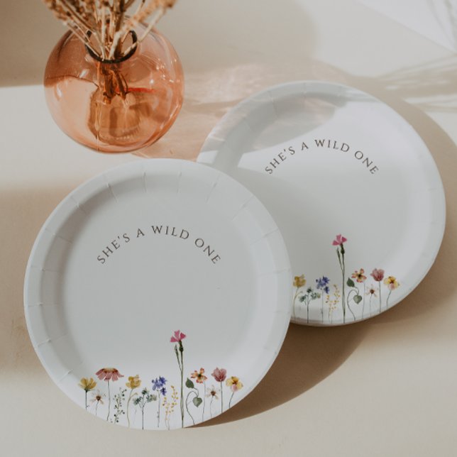 Assiettes En Carton Fête de l'Anniversaire du Fleur sauvage sauvage co (Créateur téléchargé)