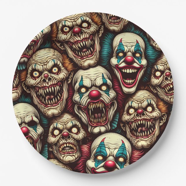 Assiettes En Carton Fête de l'Halloween des Clowns (Devant)