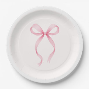 Assiettes En Carton Fête de mariage avec un nœud rose
