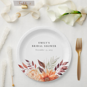 Assiettes En Carton Fête de mariage bohème florale d'automne