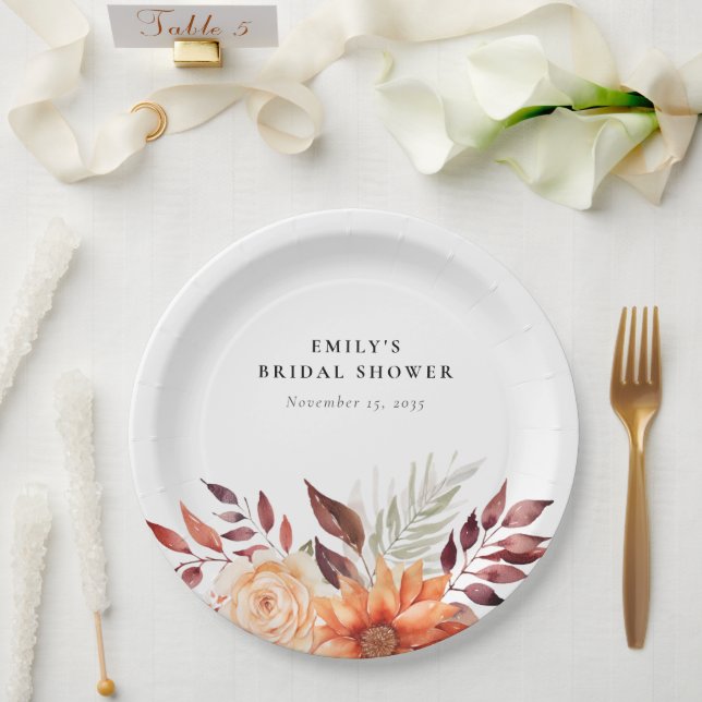 Assiettes En Carton Fête de mariage bohème florale d'automne (Mariage)