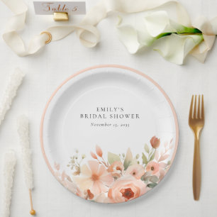 Assiettes En Carton Fête de mariage bohème florale pêche
