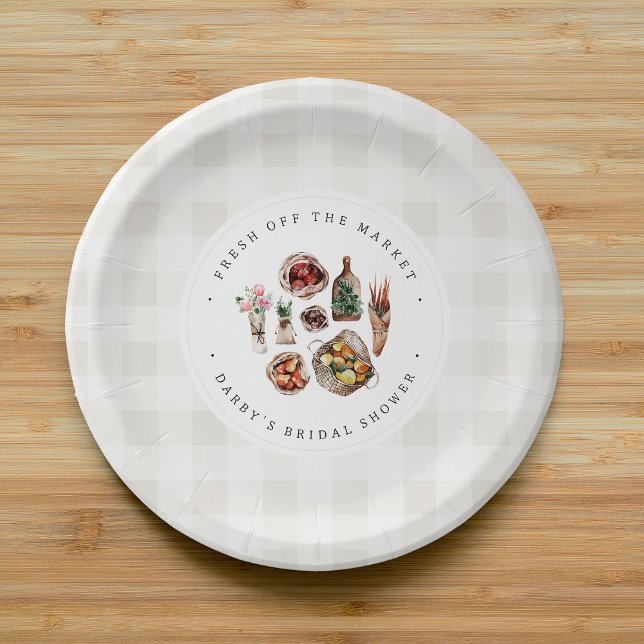 Assiettes En Carton Fête de Mariage Champêtre au Marché des Agriculteu (Créateur téléchargé)