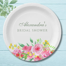 Assiettes En Carton Fête de mariage élégante avec des pivoines roses b