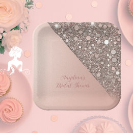 Assiettes En Carton Fête de mariage élégante en or rose
