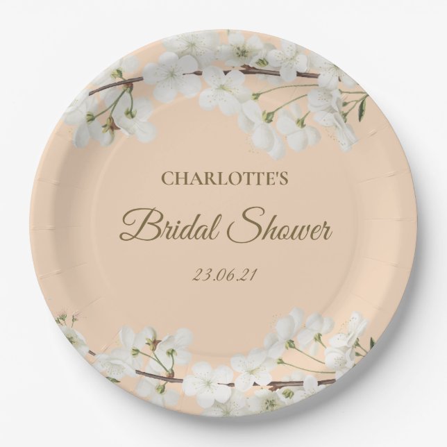 Assiettes En Carton Fête de mariage Fleur de Blanche (Devant)
