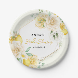 Assiettes En Carton Fête de mariage floral au citron et à l'eucalyptus