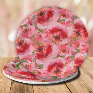 Assiettes En Carton Fête de mariage floral aux pivoines aquarelle