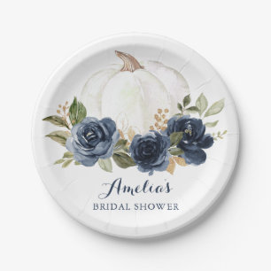Assiettes En Carton Fête de mariage Florale Citrouille Bleu Marine Aut