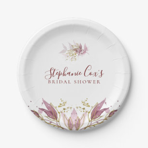 Assiettes En Carton Fête de Mariage Florale Moderne