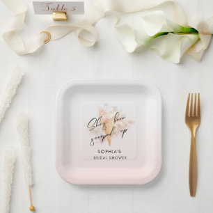 Assiettes En Carton Fête de mariage glacée rose aquarelle