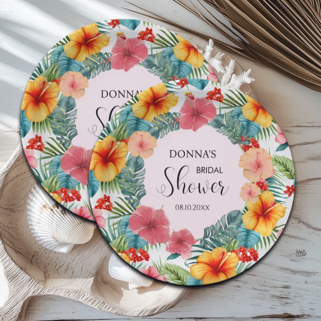 Assiettes En Carton Fête de mariage hawaïenne aux fleurs exotiques (Créateur téléchargé)