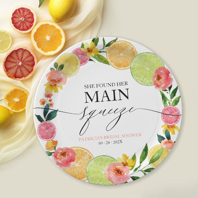 Assiettes En Carton Fête de mariage Main Squeeze Citrus Floral (Créateur téléchargé)