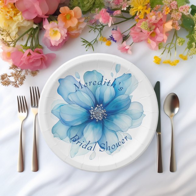 Assiettes En Carton Fête de Mariage Personnalisée avec Motif Floral Bl (Créateur téléchargé)
