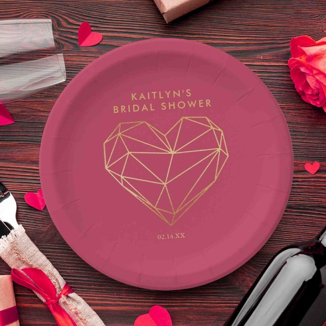 Assiettes En Carton Fête de mariage Saint-Valentin Cœur Géométrique (Créateur téléchargé)